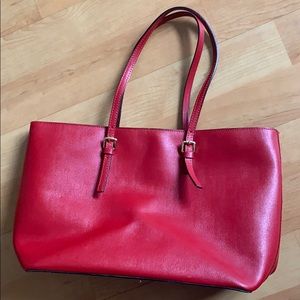 Red purse from leather markets in Florence, Italy